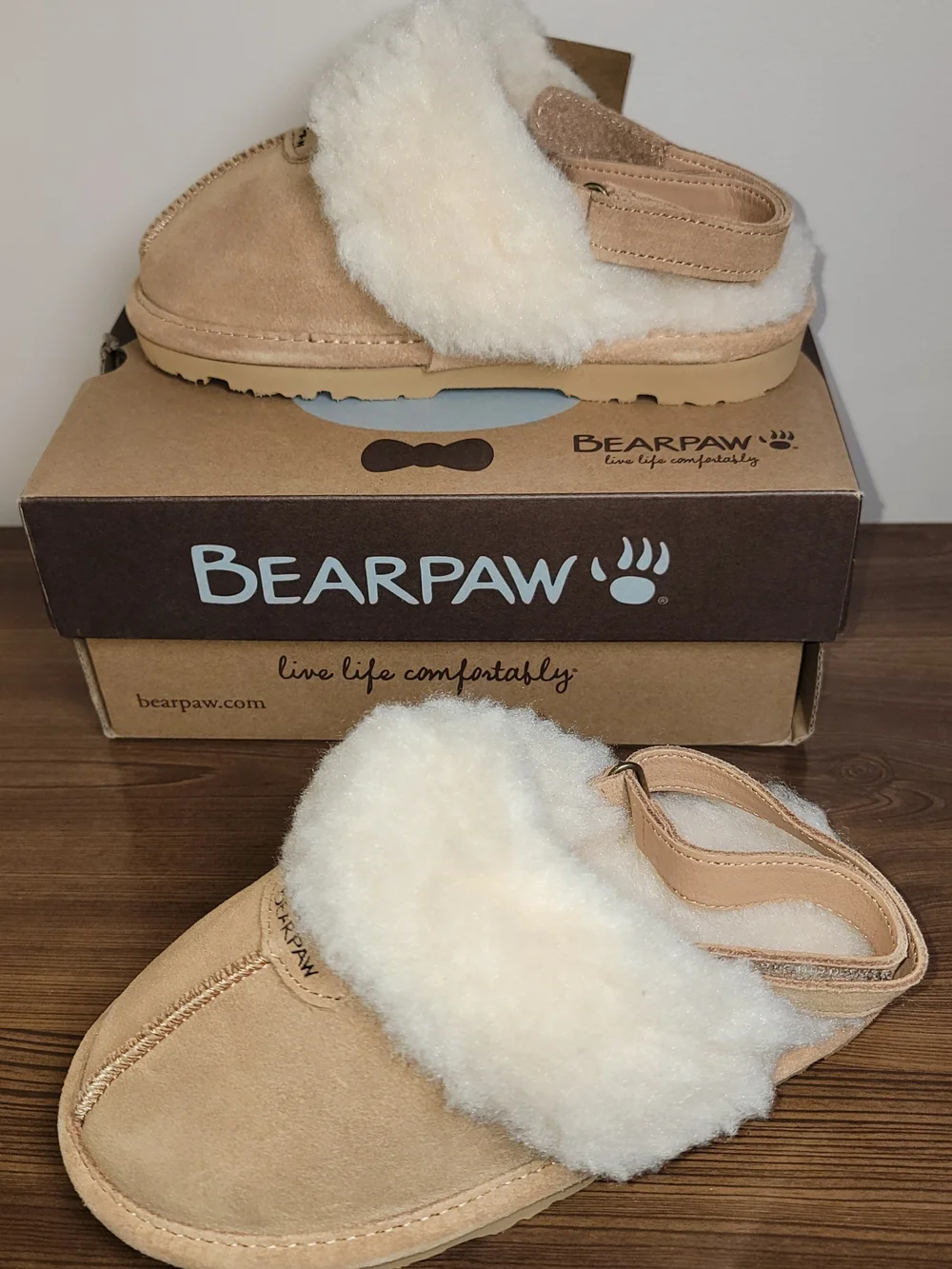 Bearpaw Kids' Tan Faux Shearling-Lined Slippers - Size 12 Little Kid